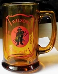 Vtg Wilson Fire Rescue Volunteer Department Amber Mug Glass 5.5 Inch. Fixed Price $17.55.