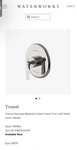 Waterworks Transit Thermostatic Control Valve Trim Kit With Handle Chrome $870. Fixed Price $79.00.
