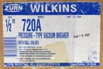 Zurn Wilkins Model 12-720A 1/2" Pressure Type Vacuum Breaker With Ball Valv. Fixed Price $115.00.