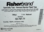 Fisherbrand Specialty Aerosol Barrier Pipet Tips 300 960/PK 02-707-71. Fixed Price $139.05.