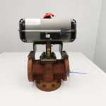 Flowserve B125D 3" Cast Iron Flange Mount Way Diverter Valve W/ Actuator. Fixed Price $403.75.