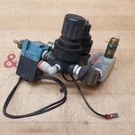 Mac 163B-601BAAA Solenoid Valve, 12VDC W/ (2) R07-221-RNKA Regulators. Fixed Price $28.87.