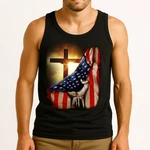 American Christian Cross Patriotic Flag Tank Top. Fixed Price $24.99.