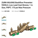Zurn Wilkins 34-950XL3 3/4" 9750XL3REDUCED Pressure Principle Backflow Preventer. Fixed Price $395.90.