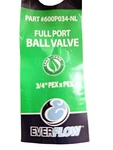New Plumbing Everflow 3/4 Inch Full Port Pex Barb Shut Off Ball Valve (lot 7). Fixed Price $59.95.