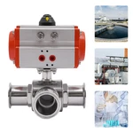 2" Sanitary 3-WAY Pneumatic Ball Valve T-port Tri-clamp For Food Industry. Fixed Price $91.19.