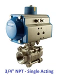 3/4" Pneumatic Air Actuated Stainless Ball Valve Single Acting Spring Return. Fixed Price $259.99.