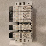 Smc Pneumatic Manifold Base VV5Q11-ULB970147, VQ1301Y-5, VQ1200Y-5-X35 Solenoids. Fixed Price $250.00.