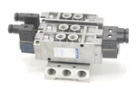 Festo Solenoid Block Valve Assembly JMFH-5-1/4-NPT, 10876, 0389 W/MSFW-110 Coils. Fixed Price $500.00.