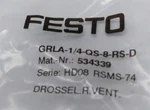 New Festo GRLA-1/4-QS-8-RS-D One-way Flow Control Valve. Fixed Price $22.45.