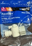 Watts Push To Connect Plastic Female Straight Valve 1/2"NPS X1/4"CTS#3552-0806. Fixed Price $12.95.