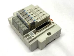 Smc SS5Y3-45NFD-05U-N7 Pneumatic Manifold Assembly 1/4" Ports 24VDC Damaged. Fixed Price $58.49.