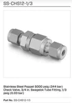 Swagelok SS-CHS12-1/3 Stainless 5000 Psig Poppet Check Valve 3/4" New. Fixed Price $375.00.